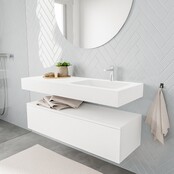 Badkamermeubel Alan Talc / Talc 120cm Onderkast met 1 lade - Vrijhangend wastafel