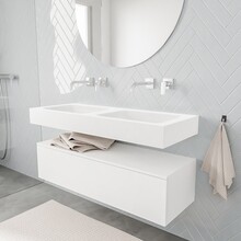 Badkamermeubel Alan Talc / Talc 120cm Onderkast met 1 lade - Vrijhangend wastafel