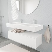 Badkamermeubel Alan Talc / Talc 120cm Onderkast met 1 lade - Vrijhangend wastafel