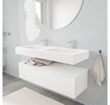 Badkamermeubel Alan Talc / Talc 120cm Onderkast met 1 lade - Vrijhangend wastafel