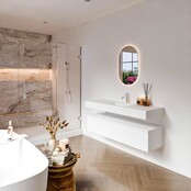 Badkamermeubel Alan Talc / Talc 140cm Onderkast met 1 lade - Vrijhangend wastafel