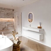 Badkamermeubel Alan Talc / Talc 140cm Onderkast met 1 lade - Vrijhangend wastafel