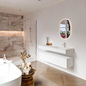 Badkamermeubel Alan Talc / Talc 140cm Onderkast met 1 lade - Vrijhangend wastafel