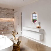 Badkamermeubel Alan Talc / Talc 140cm Onderkast met 1 lade - Vrijhangend wastafel