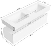 Badkamermeubel Alan Talc / Talc 140cm Onderkast met 1 lade - Vrijhangend wastafel