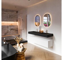 Badkamermeubel Alan Talc / Urban 140cm Onderkast met 1 lade - Vrijhangend wastafel Urban Zwart