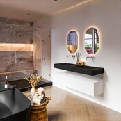 Badkamermeubel Alan Talc / Urban 140cm Onderkast met 1 lade - Vrijhangend wastafel Urban Zwart