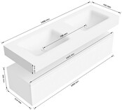 Badkamermeubel Alan Talc / Urban 140cm Onderkast met 1 lade - Vrijhangend wastafel Urban Zwart