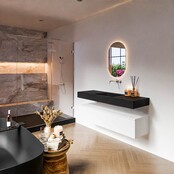 Badkamermeubel Alan Talc / Urban 140cm Onderkast met 1 lade - Vrijhangend wastafel Urban Zwart