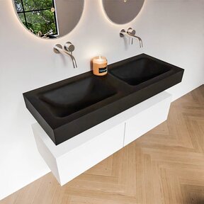 Badkamermeubel Alan Talc / Urban 120cm Onderkast met 2 lades - Vrijhangend wastafel Urban Zwart