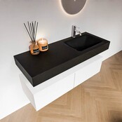 Badkamermeubel Alan Talc / Urban 120cm Onderkast met 2 lades - Vrijhangend wastafel Urban Zwart