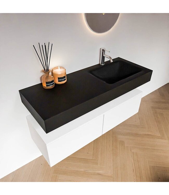 MONDIAZ Badkamermeubel Alan Talc / Urban 120cm Onderkast met 2 lades - Vrijhangend wastafel Urban Zwart