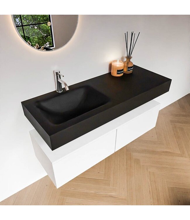 MONDIAZ Badkamermeubel Alan Talc / Urban 120cm Onderkast met 2 lades - Vrijhangend wastafel Urban Zwart