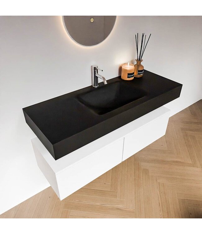 Badkamermeubel Alan Talc / Urban 120cm Onderkast met 2 lades - Vrijhangend wastafel Urban Zwart