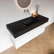 Badkamermeubel Alan Talc / Urban 120cm Onderkast met 2 lades - Vrijhangend wastafel Urban Zwart