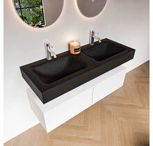 Badkamermeubel Alan Talc / Urban 120cm Onderkast met 2 lades - Vrijhangend wastafel Urban Zwart