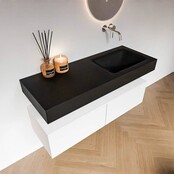 Badkamermeubel Alan Talc / Urban 120cm Onderkast met 2 lades - Vrijhangend wastafel Urban Zwart