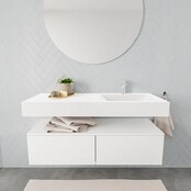 Badkamermeubel Alan Talc / Talc 120cm Onderkast met 2 lades - Vrijhangend wastafel Mat Wit