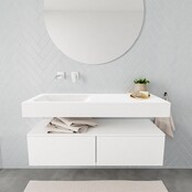 Badkamermeubel Alan Talc / Talc 120cm Onderkast met 2 lades - Vrijhangend wastafel Mat Wit