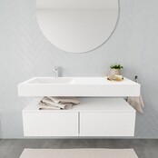 Badkamermeubel Alan Talc / Talc 120cm Onderkast met 2 lades - Vrijhangend wastafel Mat Wit