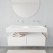 Badkamermeubel Alan Talc / Talc 120cm Onderkast met 2 lades - Vrijhangend wastafel Mat Wit