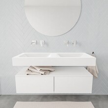 Badkamermeubel Alan Talc / Talc 120cm Onderkast met 2 lades - Vrijhangend wastafel Mat Wit