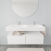 Badkamermeubel Alan Talc / Talc 120cm Onderkast met 2 lades - Vrijhangend wastafel Mat Wit