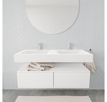 Badkamermeubel Alan Talc / Talc 120cm Onderkast met 2 lades - Vrijhangend wastafel Mat Wit