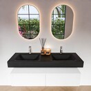 Badkamermeubel Alan Talc / Urban 140cm Onderkast met 2 lades - Vrijhangend wastafel Urban Zwart