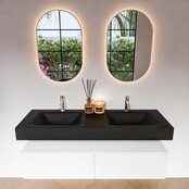 Badkamermeubel Alan Talc / Urban 140cm Onderkast met 2 lades - Vrijhangend wastafel Urban Zwart