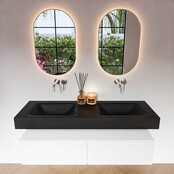 Badkamermeubel Alan Talc / Urban 140cm Onderkast met 2 lades - Vrijhangend wastafel Urban Zwart