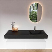 Badkamermeubel Alan Talc / Urban 140cm Onderkast met 2 lades - Vrijhangend wastafel Urban Zwart