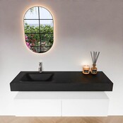 Badkamermeubel Alan Talc / Urban 140cm Onderkast met 2 lades - Vrijhangend wastafel Urban Zwart