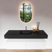 Badkamermeubel Alan Talc / Urban 140cm Onderkast met 2 lades - Vrijhangend wastafel Urban Zwart