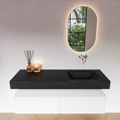 Badkamermeubel Alan Talc / Urban 140cm Onderkast met 2 lades - Vrijhangend wastafel Urban Zwart