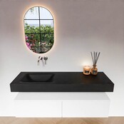 Badkamermeubel Alan Talc / Urban 140cm Onderkast met 2 lades - Vrijhangend wastafel Urban Zwart