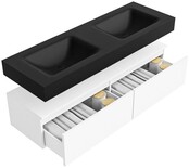 Badkamermeubel Alan Talc / Talc 140cm Onderkast met 2 lades - Vrijhangend wastafel Mat Wit