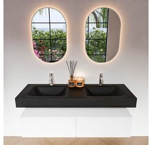 Badkamermeubel Alan Talc / Talc 140cm Onderkast met 2 lades - Vrijhangend wastafel Mat Wit