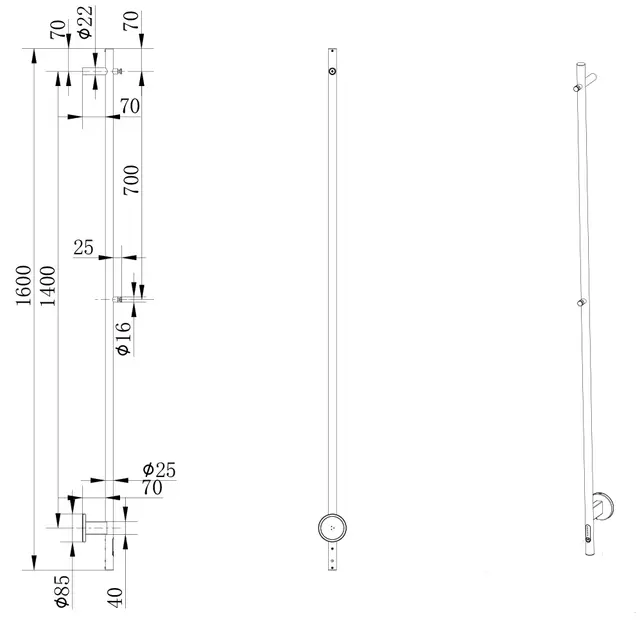 Elektrische Staaf Handdoekradiator Almi Geborsteld Messing /Goud 24 Watt