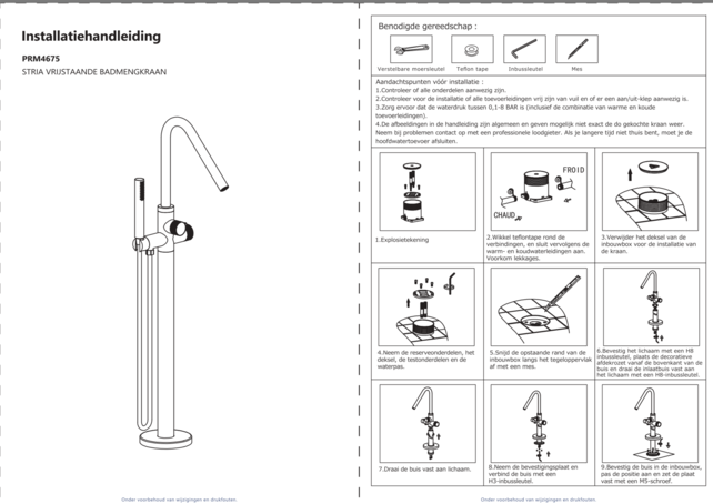 Badkraan Vrijstaand Stria Geborsteld RVS (PVD) met thermostaat