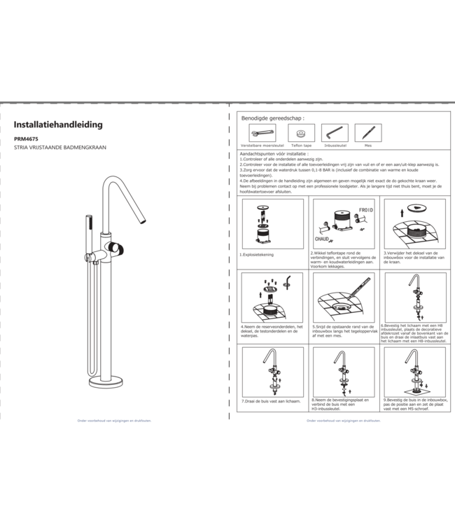 Badkraan Vrijstaand Stria Geborsteld RVS (PVD) met thermostaat