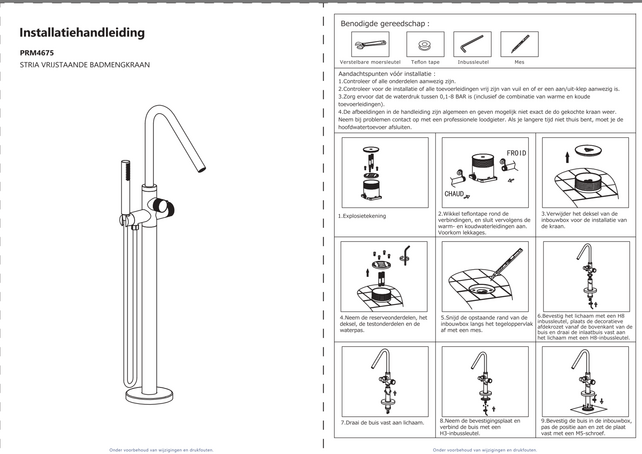 Badkraan Vrijstaand Stria Gunmetal (PVD) met thermostaat