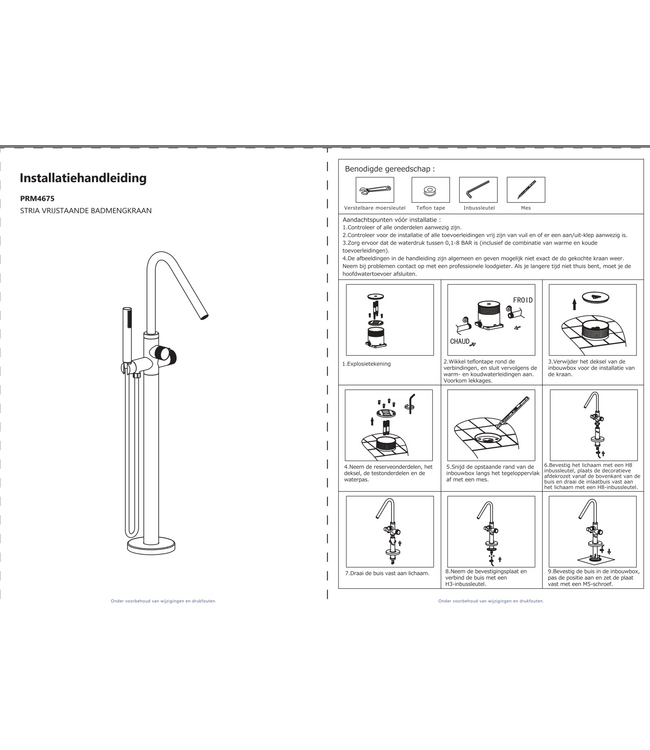 Badkraan Vrijstaand Stria Chroom met thermostaat