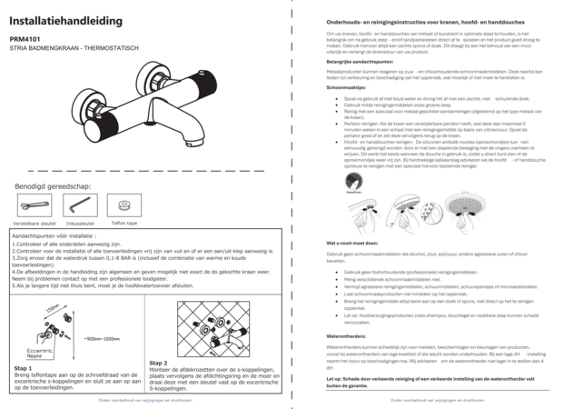 Badkraan Stria Chroom met thermostaat
