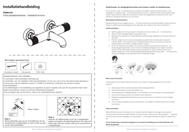 Badkraan Stria Mat Zwart ( PVD ) met thermostaat