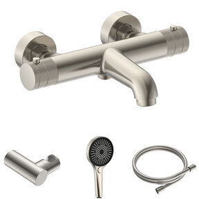 Badkraan Set Stria Geborsteld RVS met thermostaat