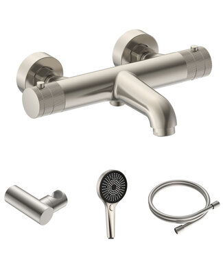 ALONI Badkraan Set Stria Geborsteld RVS met thermostaat