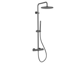 Regendoucheset Stria Gunmetal (PVD) (Cool-touch) 30cm Regendouche met thermostaatkraan