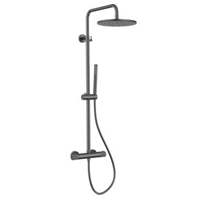 Regendoucheset Stria Gunmetal (PVD) (Cool-touch) 30cm Regendouche met thermostaatkraan