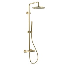 Regendoucheset Stria Geborsteld Goud (PVD) (Cool-touch) 30cm Regendouche met thermostaatkraan